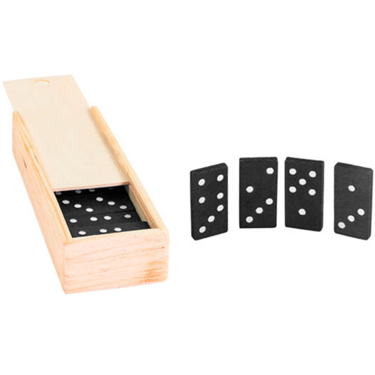 juego de dominó en caja de madera natural como regalo para niños