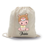 mochila petate con imagen de osito como regalo para los bebés personalizado con su nombre