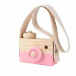 preciosa cámara de fotos de madera color rosa como regalo para los niños