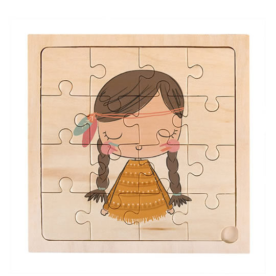 puzzle de madera con imagen de india con 16 piezas