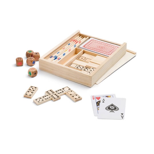 set de 4 juegos en 1 en caja de madera como regalo para los niños
